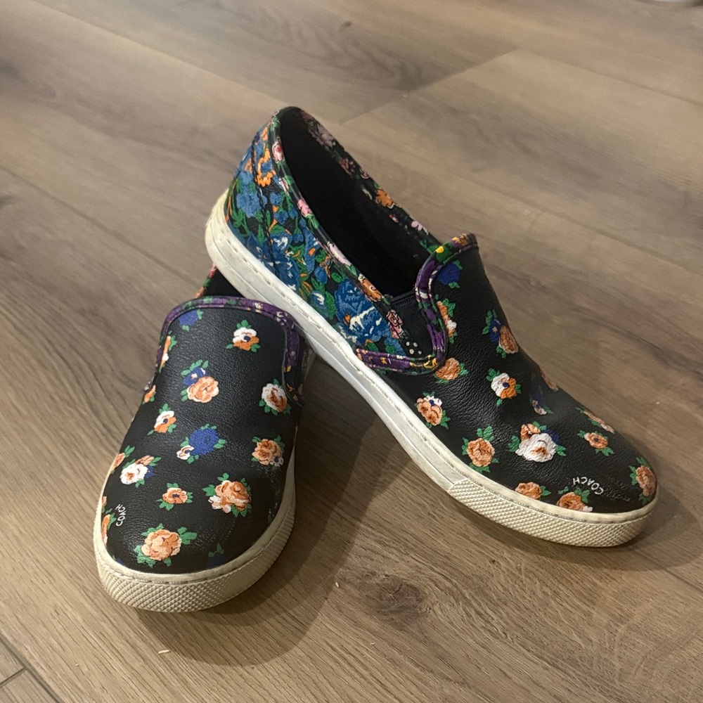 Coach Black Floral Slip-On Sneakers